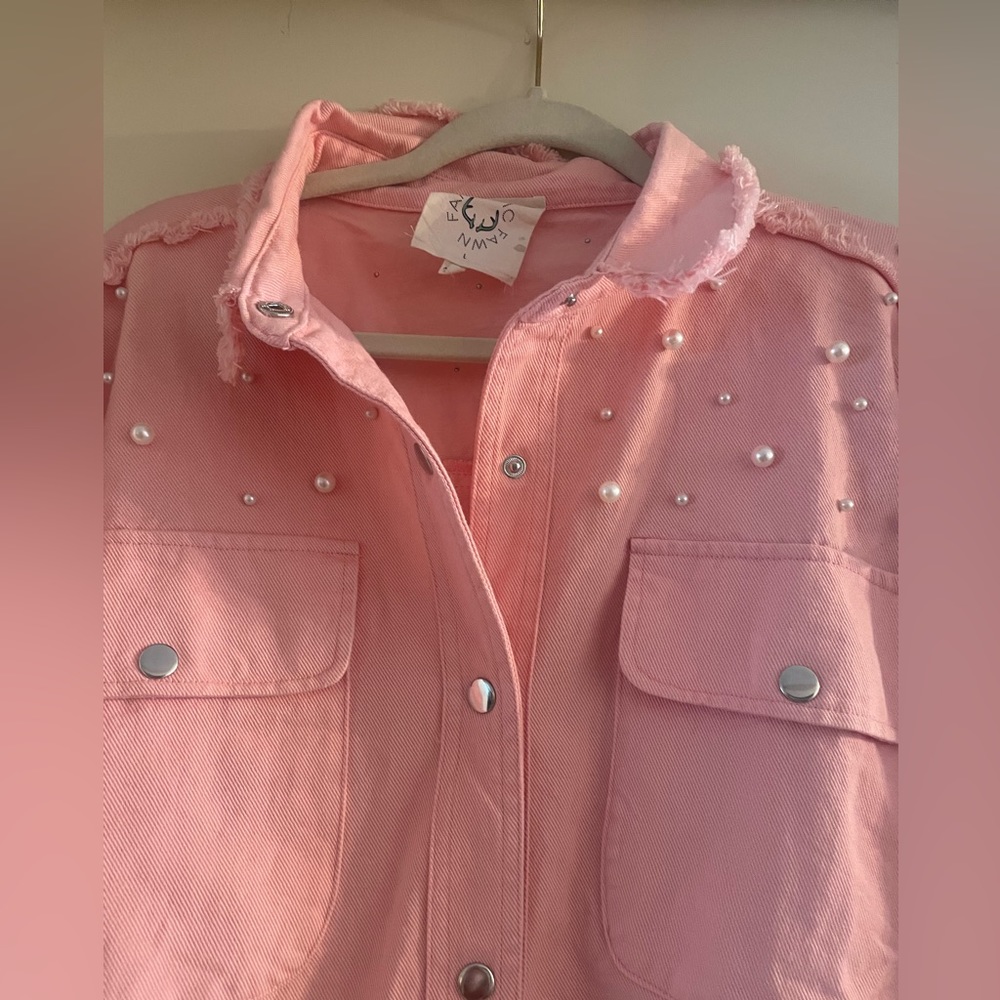 Fantastic Fawn Pink Pearl jacket sz L New & beautiful